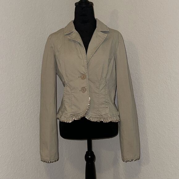 Vintage Y2K Tommy Jeans Blazer Jacket Women's XL Khakhi Stretch Button Front ‘05 - Picture 1 of 10